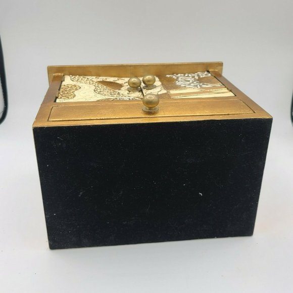 Hand Painted Art Deco Design Drawers Jewelry Box Armoire Cabinet Vintage - Picture 9 of 10